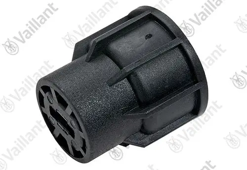 Vaillant Adapter, schwarz, mit runder Steckverbindung und mehreren Kontakten. Geeignet für Heizungs- oder Regelungsanwendungen.